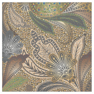 Gold Animal Print Paisley Stoff