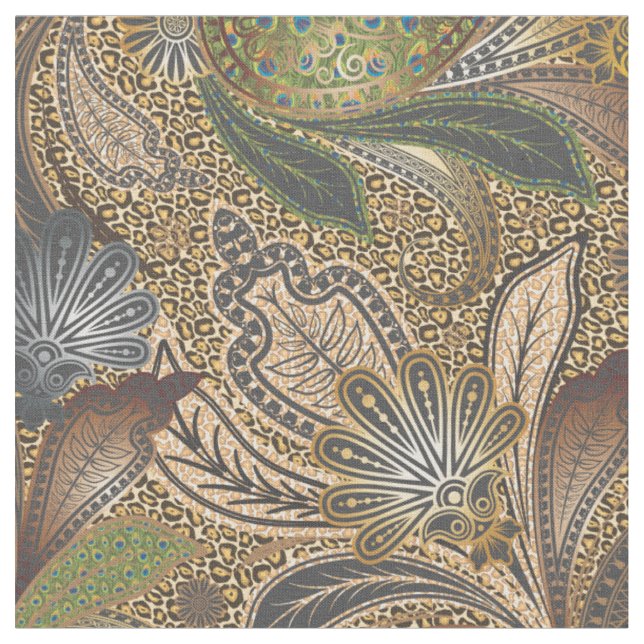 Gold Animal Print Paisley Stoff (Nahaufnahme)