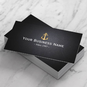 Gold Anker Dark Leather Texture Business Card Visitenkarte