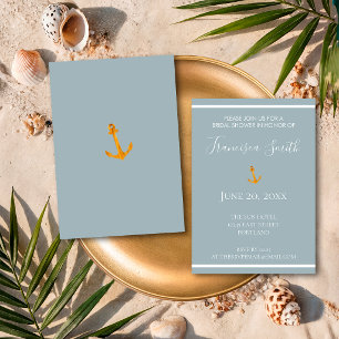 Gold Anker Graue Nautilische Hochzeitsduscheinladu RSVP Karte