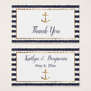 Gold Anker Konfetti Navy Streifen Dankeskarten