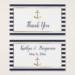Gold Anker Navy und weiße Streifen Dankeskarten