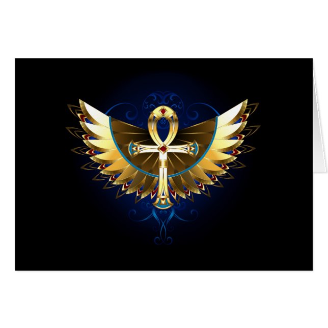 Gold Ankh mit Wings (Vorderseite (Horizontal))