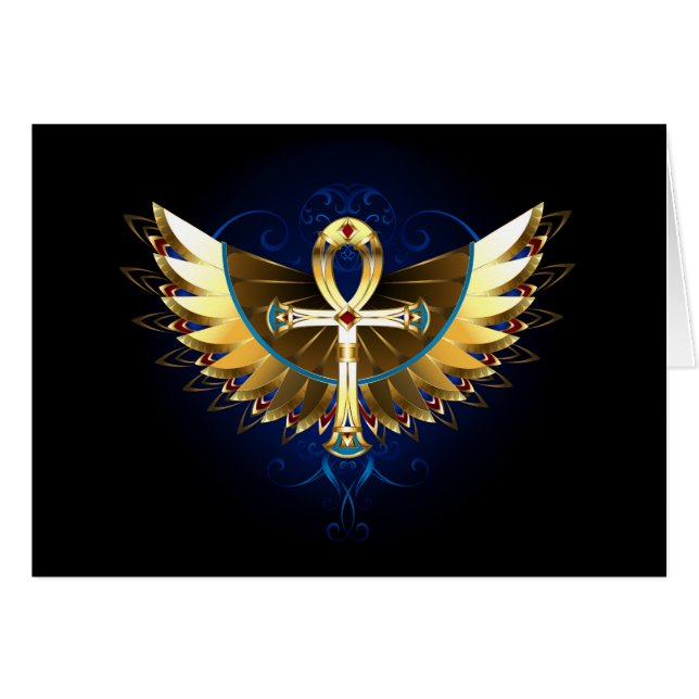 Gold Ankh mit Wings (Vorderseite (Horizontal))