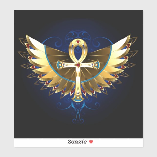 Gold Ankh mit Wings Aufkleber (Blatt)