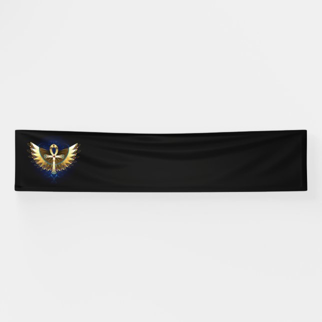 Gold Ankh mit Wings Banner (Horizontal)