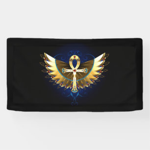 Gold Ankh mit Wings Banner