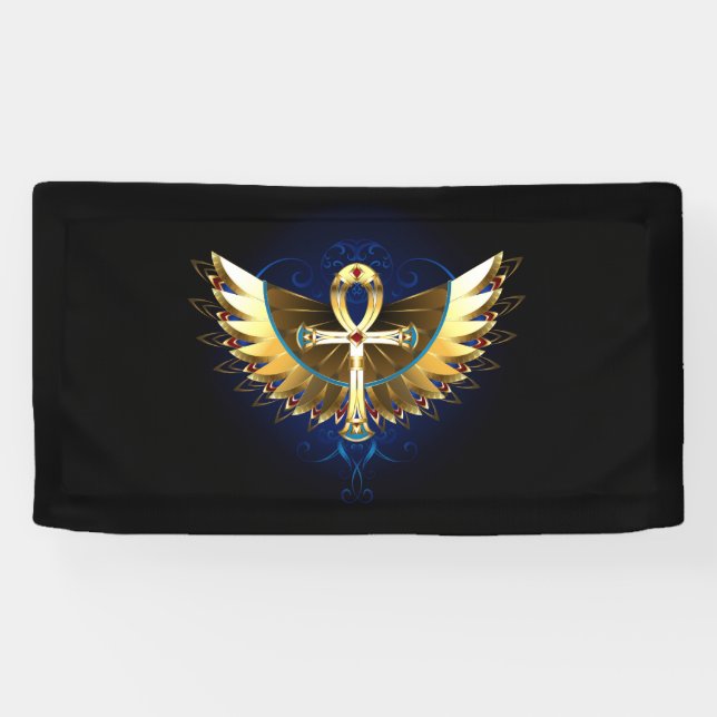 Gold Ankh mit Wings Banner (Horizontal)
