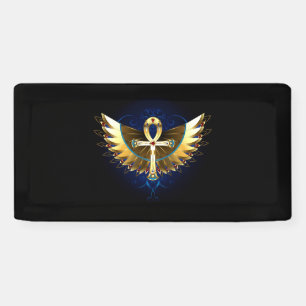 Gold Ankh mit Wings Banner