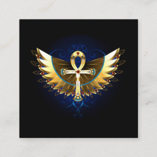 Gold Ankh mit Wings Begleitkarte