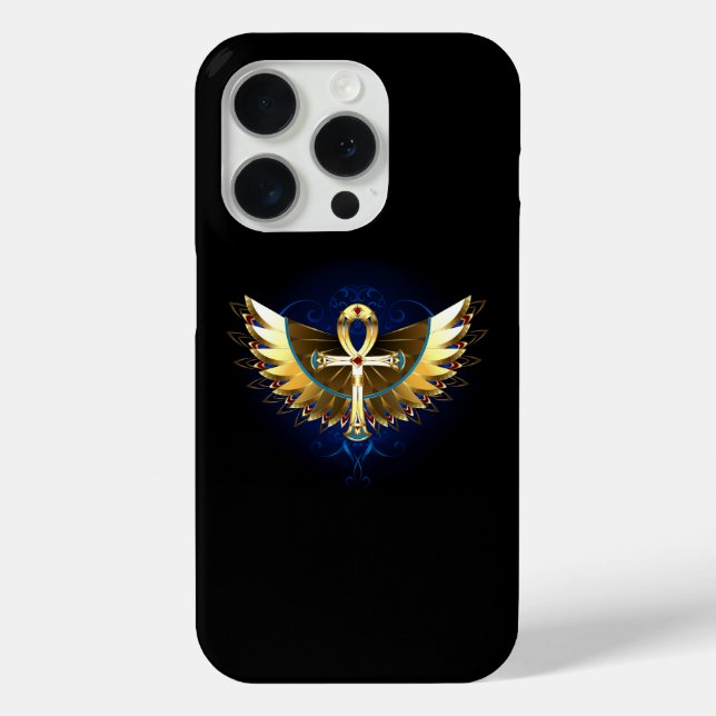 Gold Ankh mit Wings Case-Mate iPhone Hülle (Rückseite)
