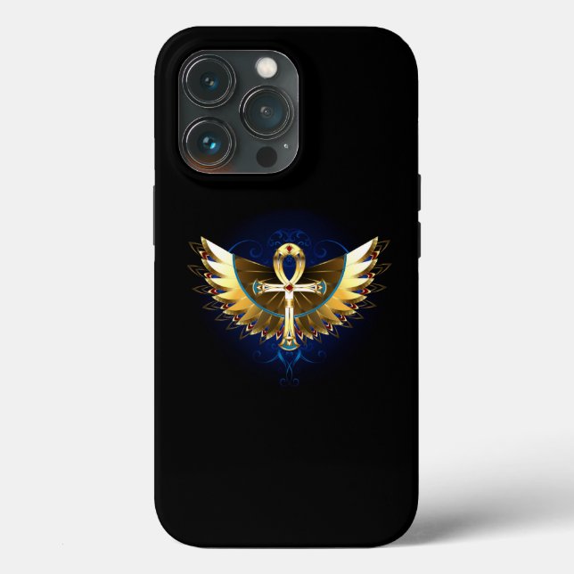Gold Ankh mit Wings Case-Mate iPhone Hülle (Rückseite)
