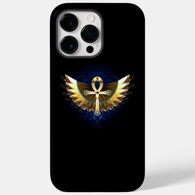 Gold Ankh mit Wings Case-Mate iPhone Hülle (Rückseite)