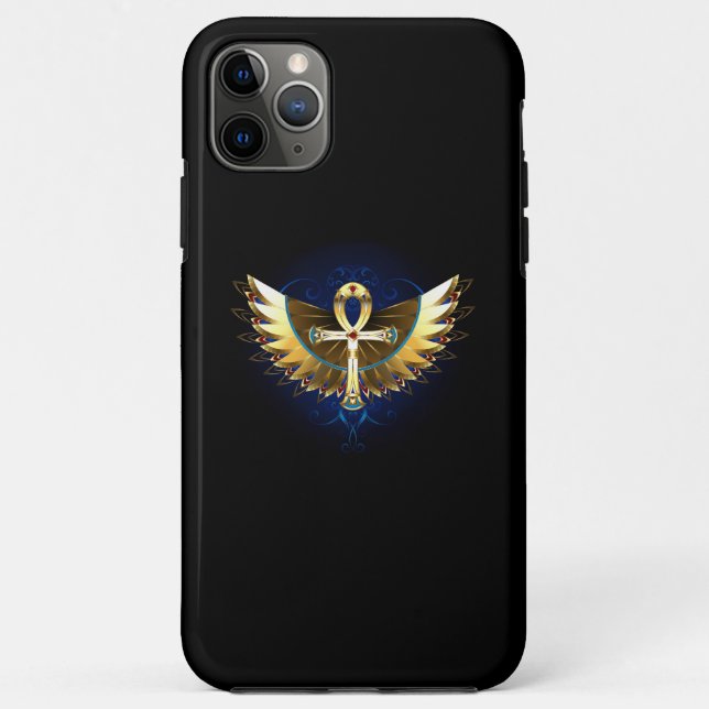 Gold Ankh mit Wings Case-Mate iPhone Hülle (Rückseite)