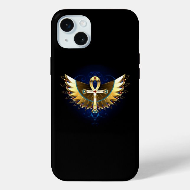 Gold Ankh mit Wings Case-Mate iPhone Hülle (Rückseite)