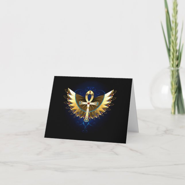 Gold Ankh mit Wings Dankeskarte (Vorderseite)