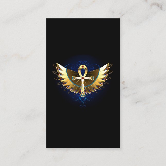 Gold Ankh mit Wings Empfehlungskarte (Vorderseite)