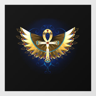 Gold Ankh mit Wings Fensteraufkleber