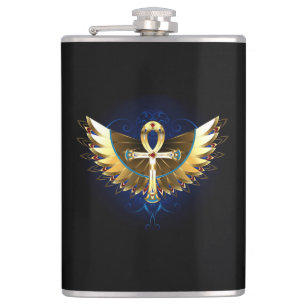Gold Ankh mit Wings Flachmann