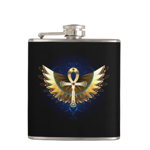 Gold Ankh mit Wings Flachmann