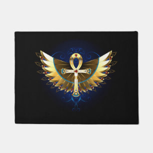 Gold Ankh mit Wings Fußmatte