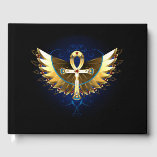 Gold Ankh mit Wings Gästebuch