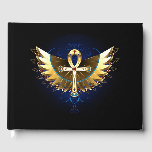 Gold Ankh mit Wings Gästebuch (Vorderseite)
