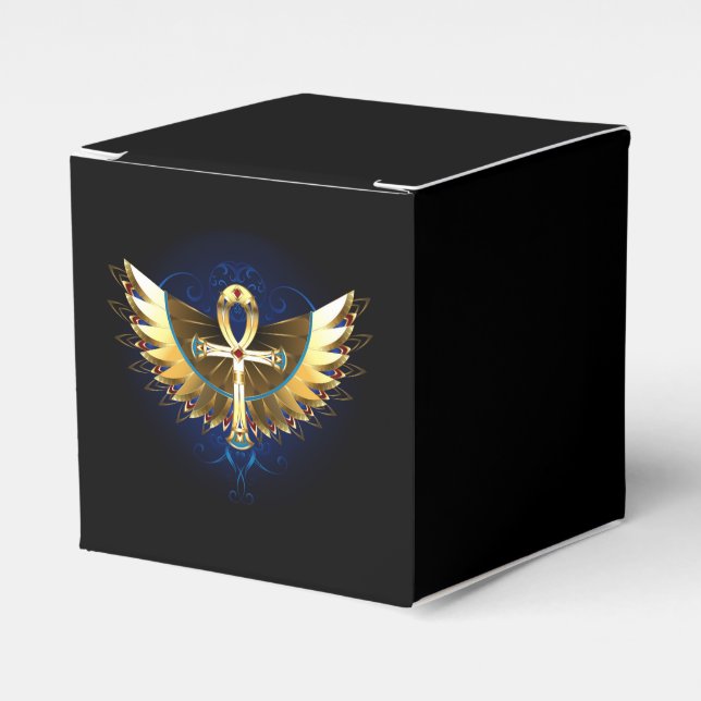 Gold Ankh mit Wings Geschenkschachtel (Vorderseite)