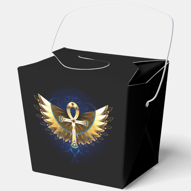 Gold Ankh mit Wings Geschenkschachtel (Vorderseite)