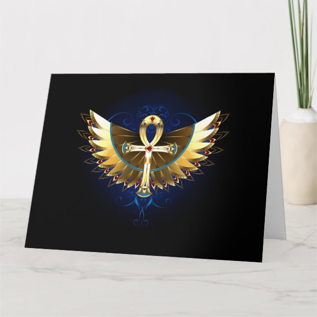 Gold Ankh mit Wings Karte (Vorderseite)