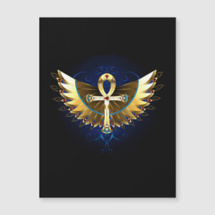 Gold Ankh mit Wings Magnetkarte