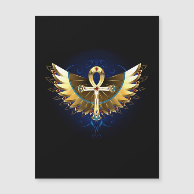 Gold Ankh mit Wings Magnetkarte (Vorderseite)