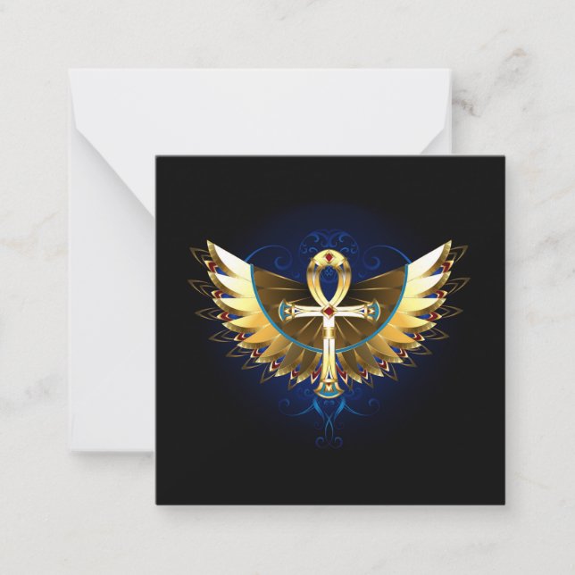 Gold Ankh mit Wings Mitteilungskarte (Vorderseite)