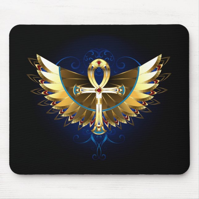 Gold Ankh mit Wings Mousepad (Vorne)