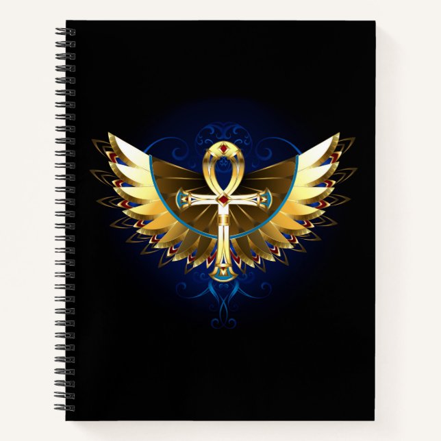 Gold Ankh mit Wings Notizbuch (Vorderseite)