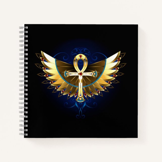 Gold Ankh mit Wings Notizbuch (Vorderseite)