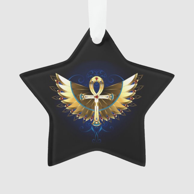 Gold Ankh mit Wings Ornament (Vorderseite)