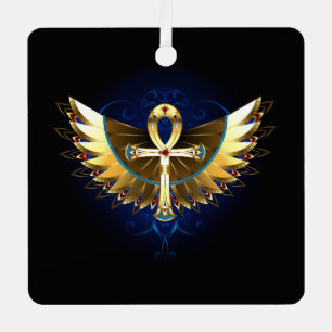 Gold Ankh mit Wings Ornament Aus Metall