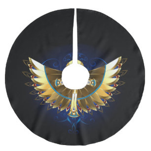 Gold Ankh mit Wings Polyester Weihnachtsbaumdecke