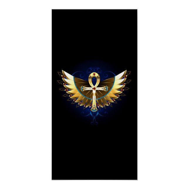 Gold Ankh mit Wings Poster (Vorderseite)
