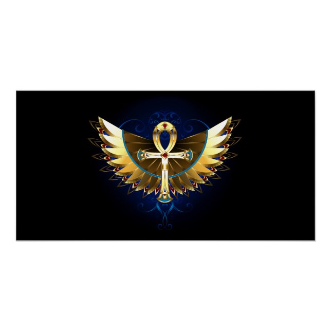 Gold Ankh mit Wings Poster (Vorderseite)