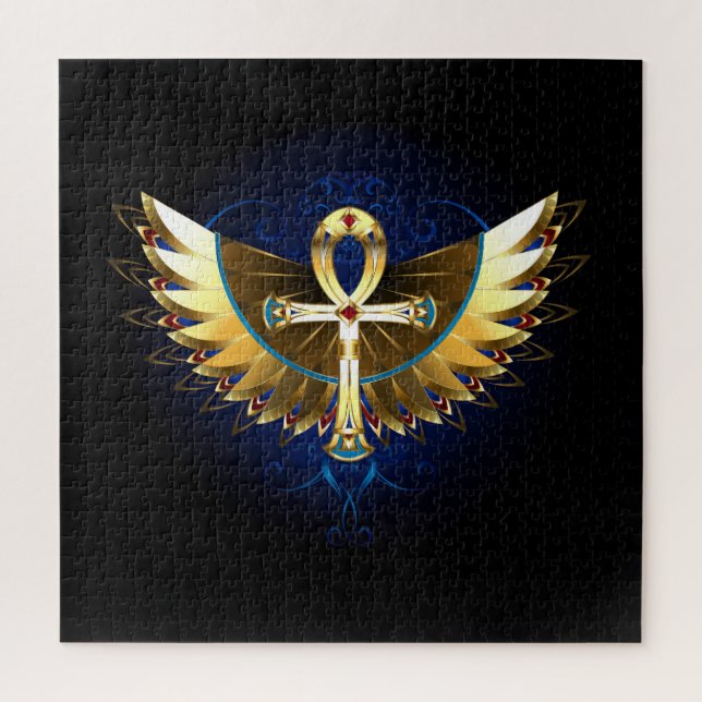 Gold Ankh mit Wings Puzzle (Vertikal)