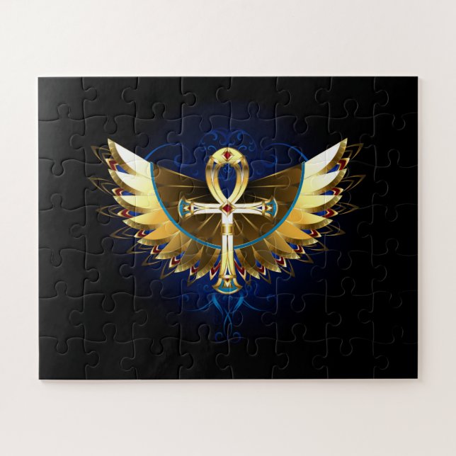 Gold Ankh mit Wings Puzzle (Horizontal)