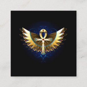 Gold Ankh mit Wings Quadratische Visitenkarte