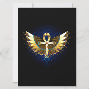 Gold Ankh mit Wings Save The Date