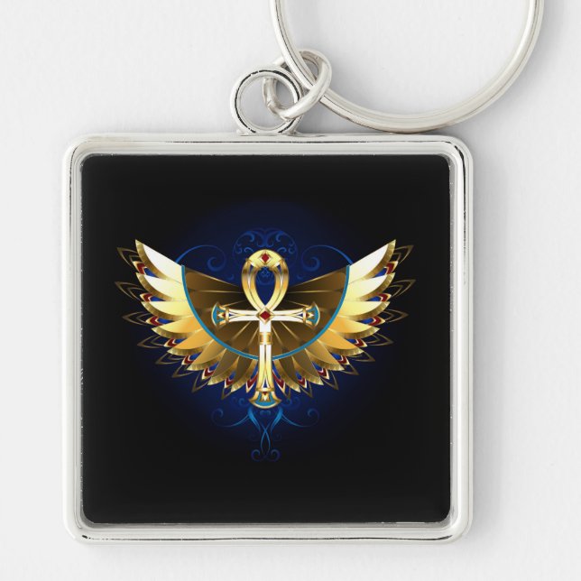 Gold Ankh mit Wings Schlüsselanhänger (Vorne)