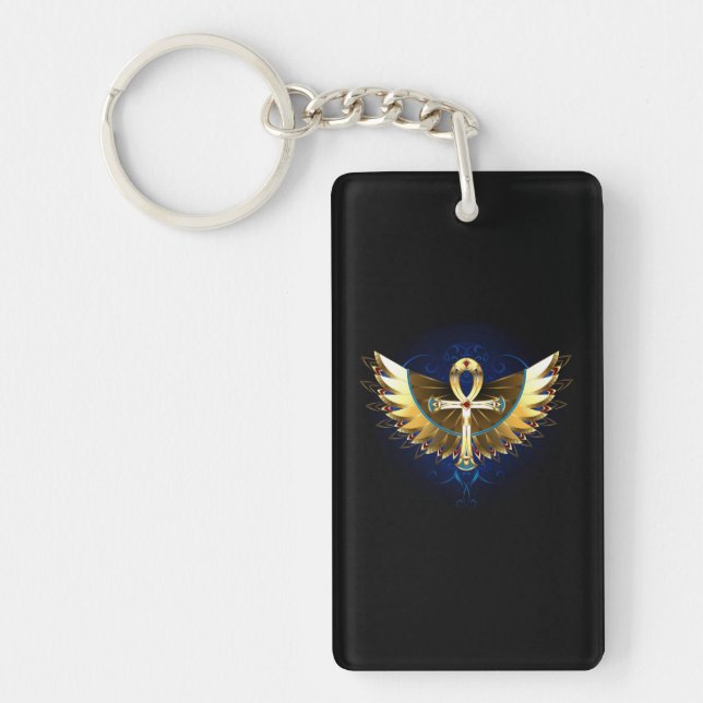Gold Ankh mit Wings Schlüsselanhänger (Vorderseite)
