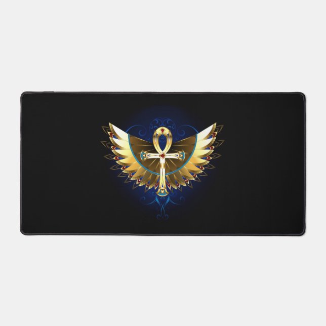 Gold Ankh mit Wings Schreibtischunterlage (Vorderseite)