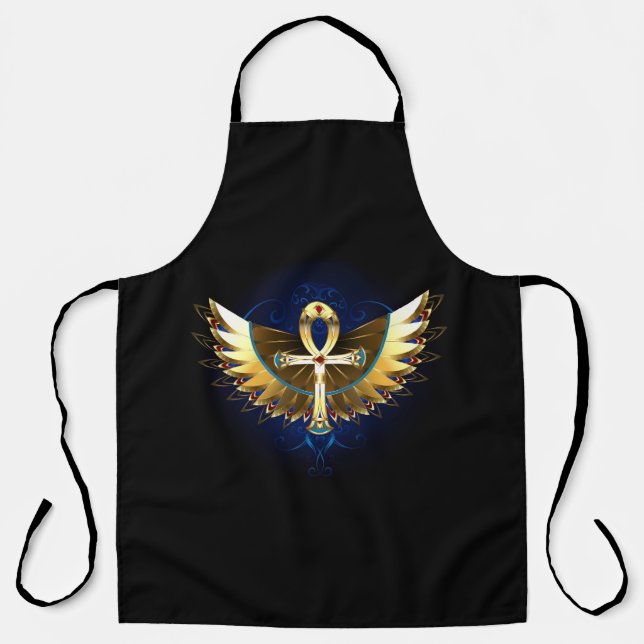 Gold Ankh mit Wings Schürze (Vorderseite)