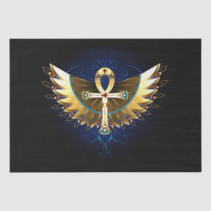 Gold Ankh mit Wings Seidenpapier